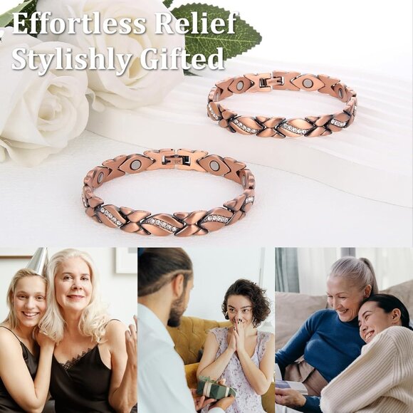 Elegant 99.99% Copper Magnetic Bracelet & Ring Set - Adjustable, Hypoallergenic - Picture 7 of 7